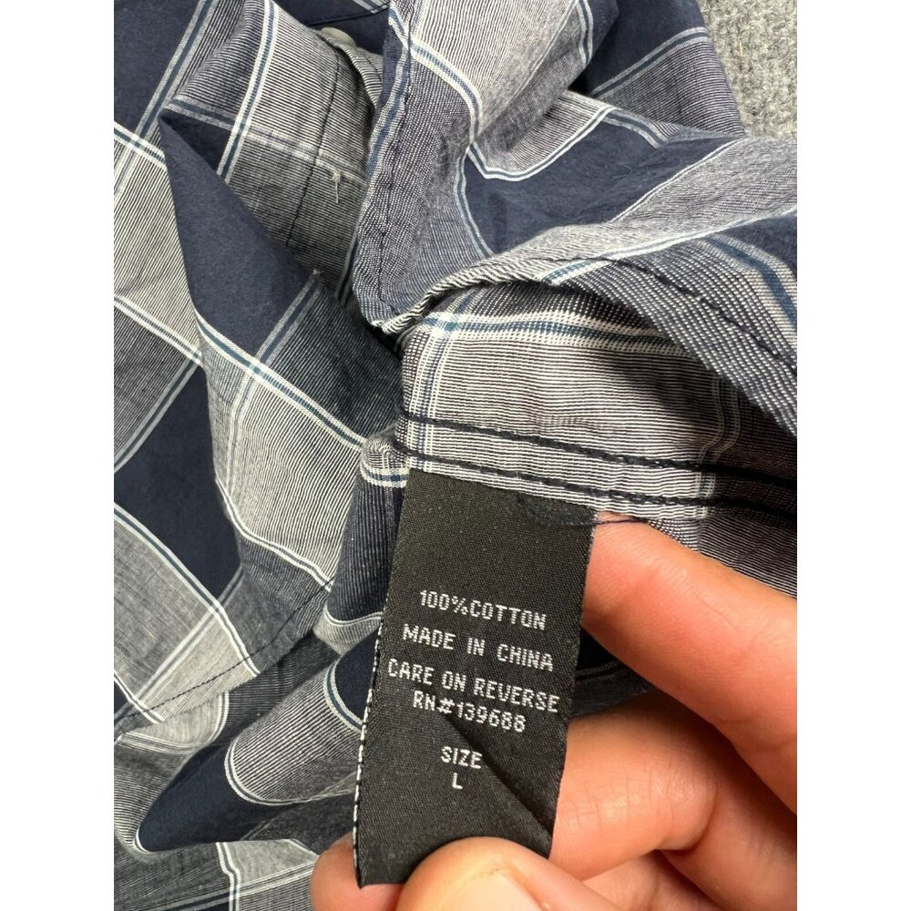 Stoic Button Up Shirt Men's Large Blue Gray Plaid Long Sleeve Casual Cotton - Picture 6 of 7